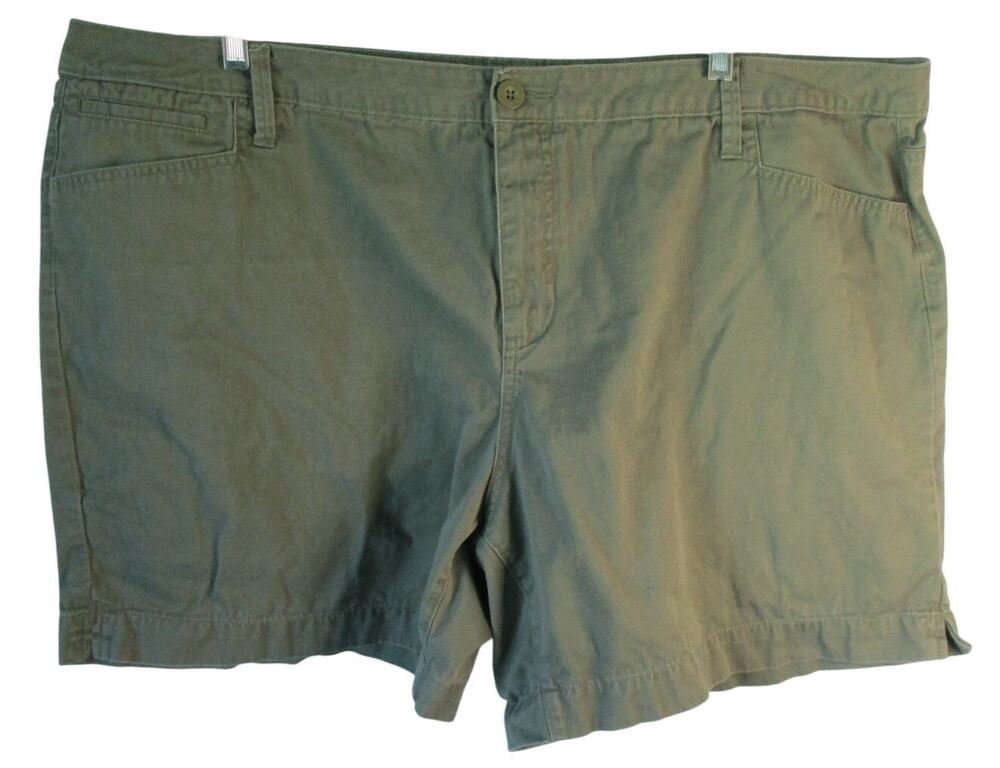 Faded Glory Women's Plus Green Mid Rise Chino Shorts Size 24W